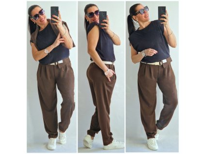 Máslové kalhoty s páskem