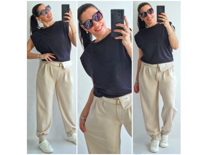 Máslové kalhoty s páskem