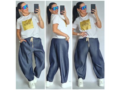 Džínové balónové kalhoty