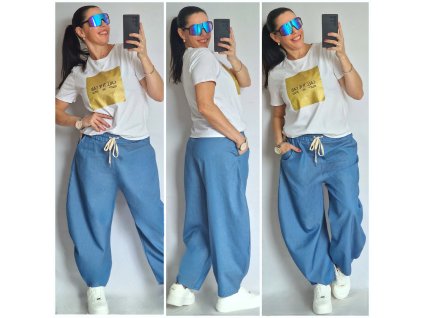 Džínové balónové kalhoty