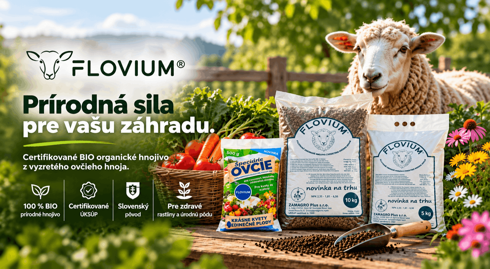 FLOVIUM – certifikované BIO organické ovčie hnojivo