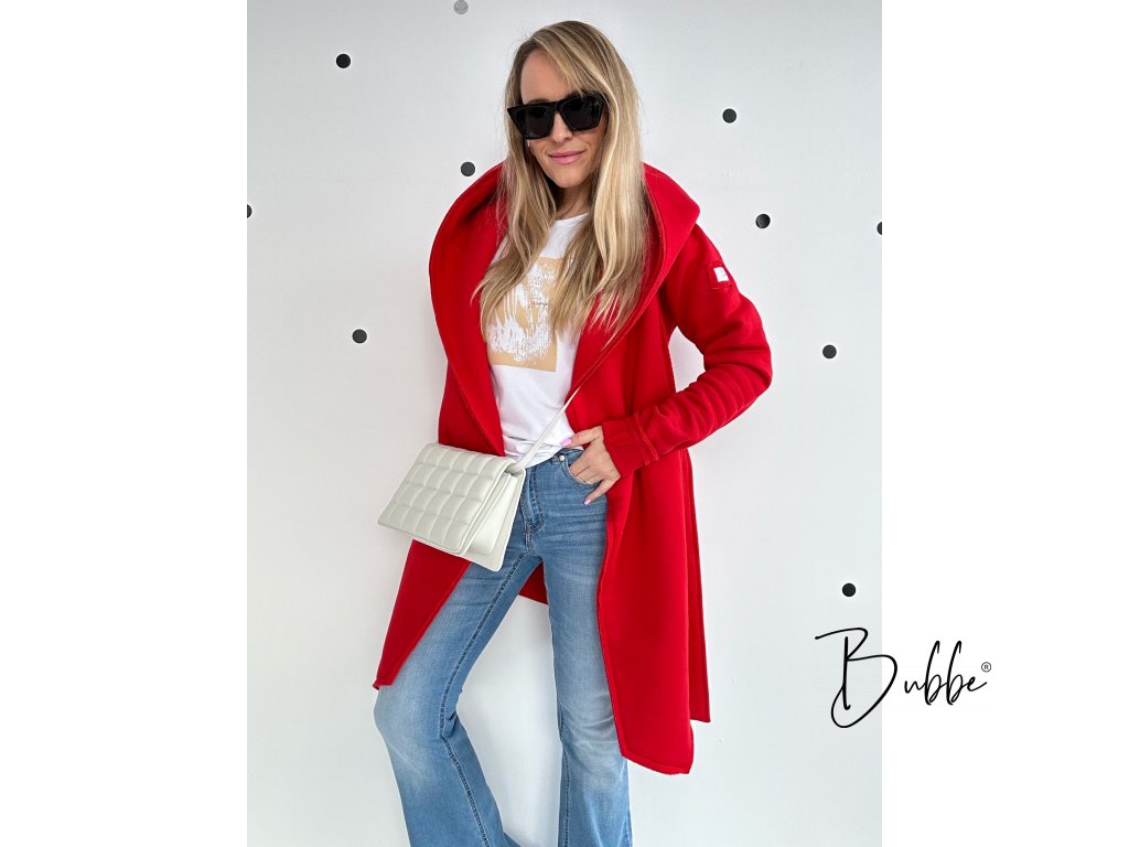 Dámsky Luxury jesenný červený kabát