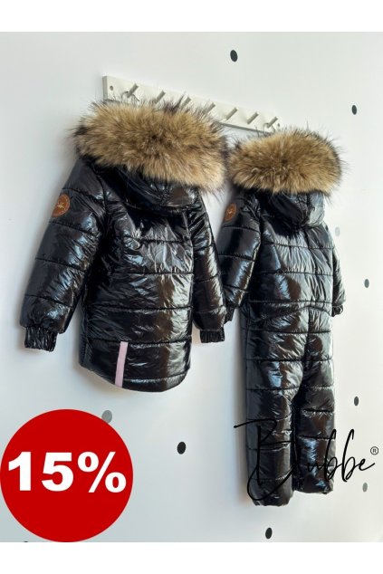 Zimná bunda čierna lesklá