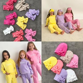 Nové jarné, bavlnené, super mikinky, ľahké gaťušky, čelenky, gumičky, čiapky 😍💛🩷 Všetko zladené vo jarných, veselých...