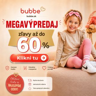 MEGAVÝPREDAJ v Bubbe 🤍 Vybrané detské kúsky teraz so zľavou až do -60 %. Obľúbené farby, pohodlné strihy a ceny, ktoré...