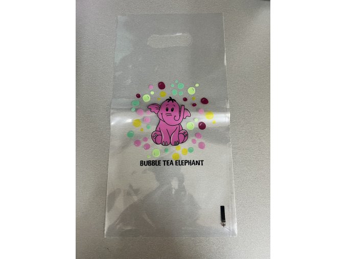 Plastová taška s potiskem na 1 bubble - Bubble tea Elephant - 100 ks