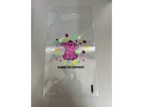 Plastová taška s potiskem na 1 bubble - Bubble tea Elephant - 100 ks