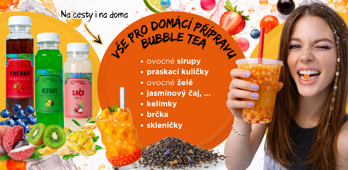 banner praskací kuličky bubble tea popping boba
