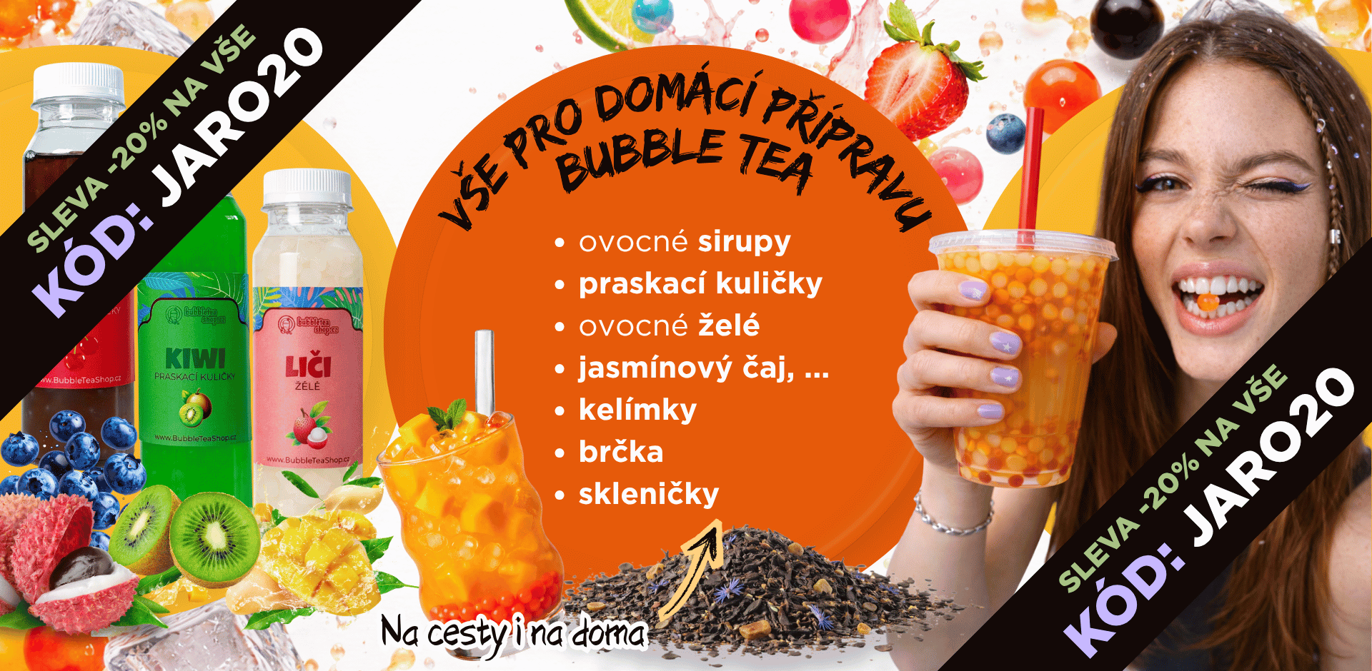 banner praskací kuličky bubble tea popping boba