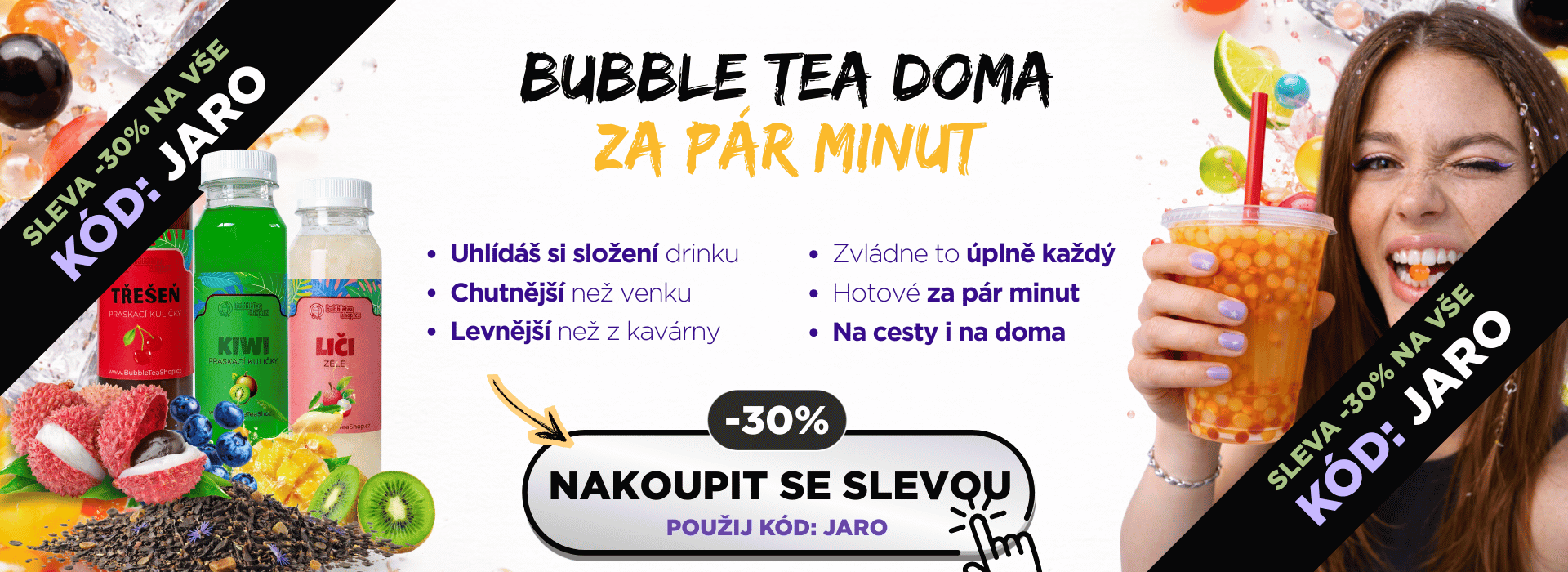 banner praskací kuličky bubble tea popping boba