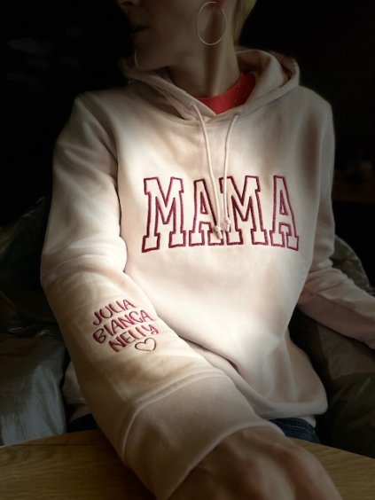 Dámska mikina Biela s kapucňou Mama