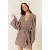BUBELO DÁMSKÝ KIMONO PŘEHOZ ŠATY ZE SMĚSI VISKÓZY A LNU, BARVA ORGANIC GREY
