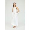 Bubelo dámské lněné maxi šaty s volnými zády, bílé