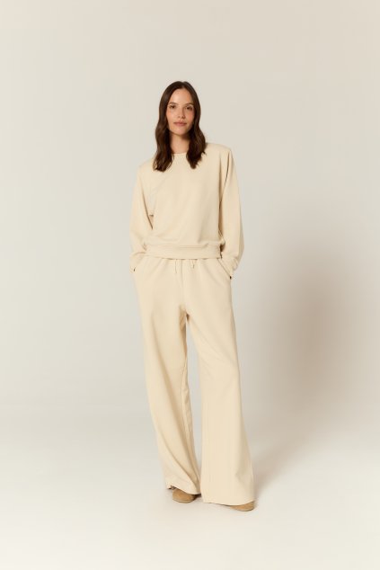 BUBELO BASIC SPODNIE DRESOWE Z SZEROKĄ NOGAWKĄ I KIESZENIAMI, KOLOR MASŁOWO-ŻÓŁTY, BUTTER YELLOW