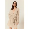 BUBELO, DAMSKA NARZUTKA KIMONO / SUKIENKA Z MIESZANKI WISKOZY I LNU – KOLOR SAND BEIGE