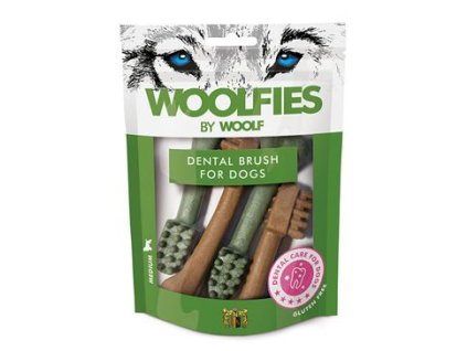 Pochoutka dentální Woolfies Dental Brush M 200g