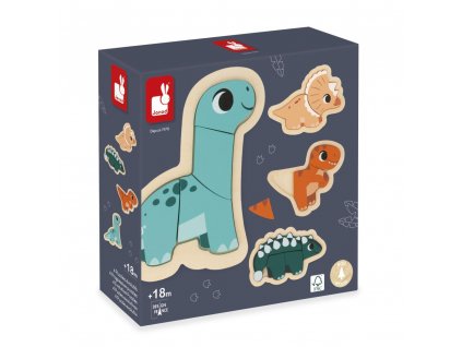 Drevené vkladacie puzzle - Dinosaury