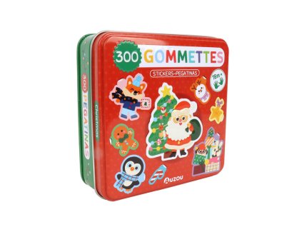 auzou 300 odlepitelnych nalepiek v kovovej krabicke vianoce