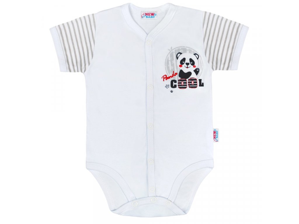 Dojčenské celorozopínacie body s krátkym rukávom New Baby Panda
