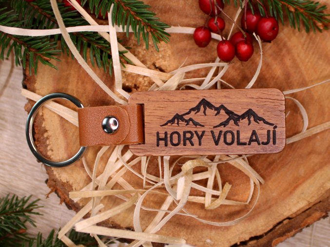Dřevěná klíčenka s kůží  -různé varianty