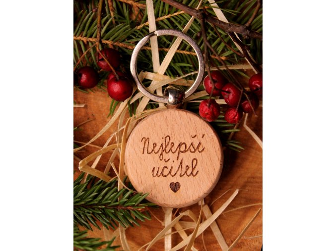 Dřevěná kulatá klíčenka - nejlepší...