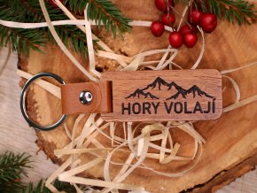 Dřevěná klíčenka s kůží  -různé varianty