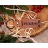 Dřevěná klíčenka s kůží  - psí / kočičí máma, psí táta