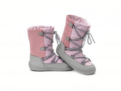 detske zimne barefoot topanky be lenka snowfox kids pink grey 25552 size large v 1