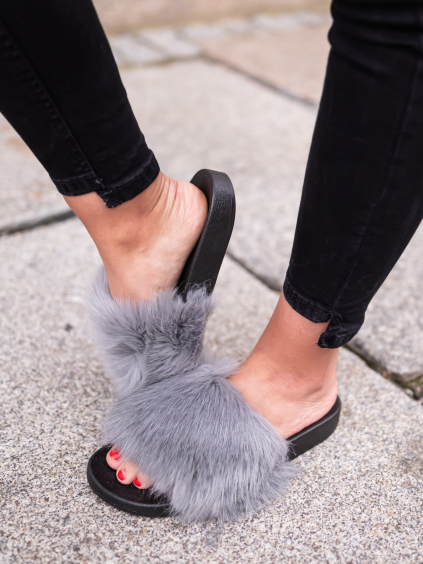 Pantofle Furry grey
