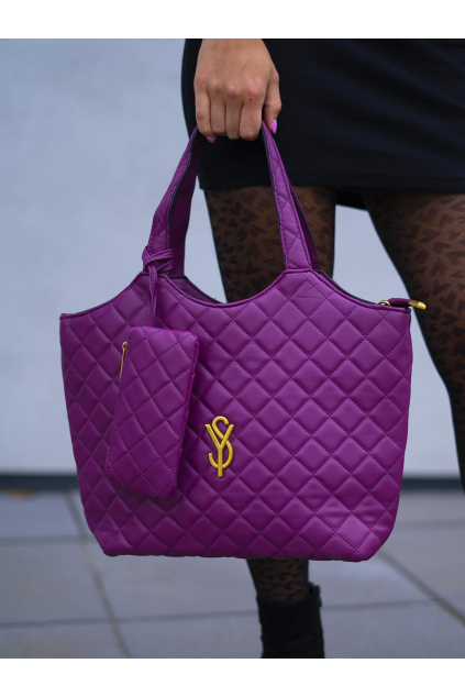 14943 fialova prosivana kabelka niila 2v1 pres rameno s paskem a kapsickou