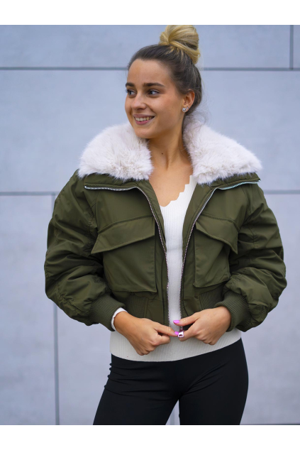 Zelený zateplený bomber Raimo s kožíškem (Velikost XS-S)