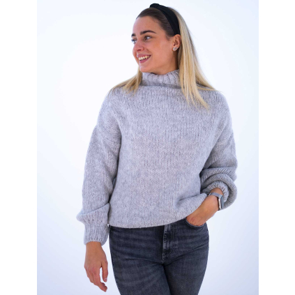 15455 svetle sedy casual svetr brisa s rolakem