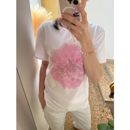 Tričko Flower s krátkým rukávem růžové