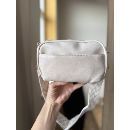 Béžová koženková crossbody Smile s nastavitelným popruhem