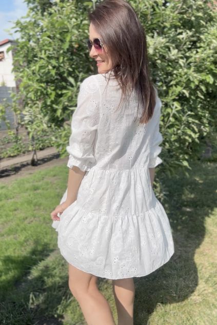 Bílé madeirové vyšívané šaty Angel