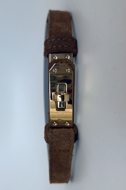 Pásek z broušené kůže camel