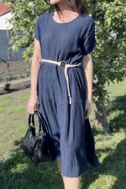 Dlouhé modré šaty s páskem SUMMER BLUE