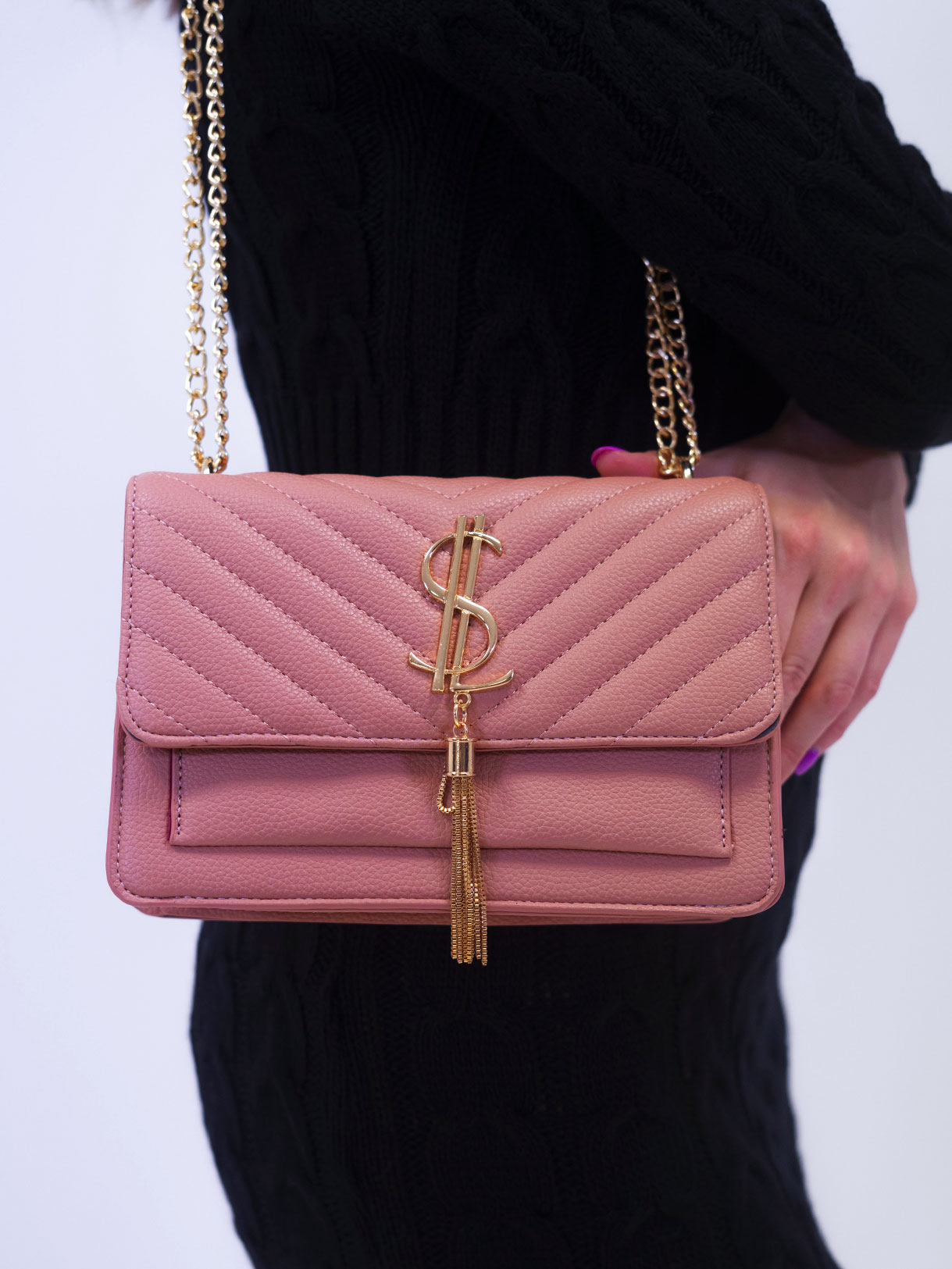 Elegantní růžová koženková kabelka Kvezi