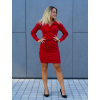 Elegantní červené šaty Noelia s výstřihem do V a dlouhým rukávem (Velikost S)