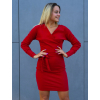 Elegantní červené šaty Noelia s výstřihem do V a dlouhým rukávem (Velikost S)