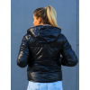 Černá oboustranná péřová bunda Sasha s kapucí a kapsami (Velikost S)