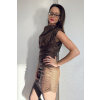 HNĚDÉ KOKTEJLOVÉ ŠATY BEZ RUKÁVŮ