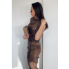 HNĚDÉ KOKTEJLOVÉ ŠATY BEZ RUKÁVŮ