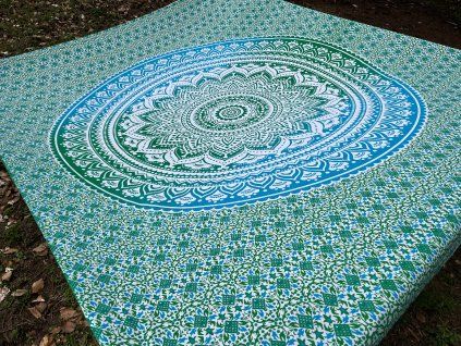 Přehoz Zelená mandala s modrou