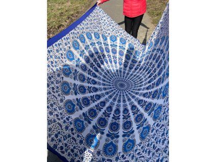 Přehoz Modro-bílé paví pero