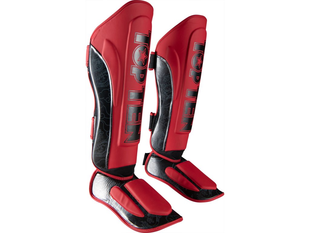 Shin- and Instep Guard “Dragon” - red-black, size XS (Size XS, Color Red - Black, Gloves cut Without Label)
