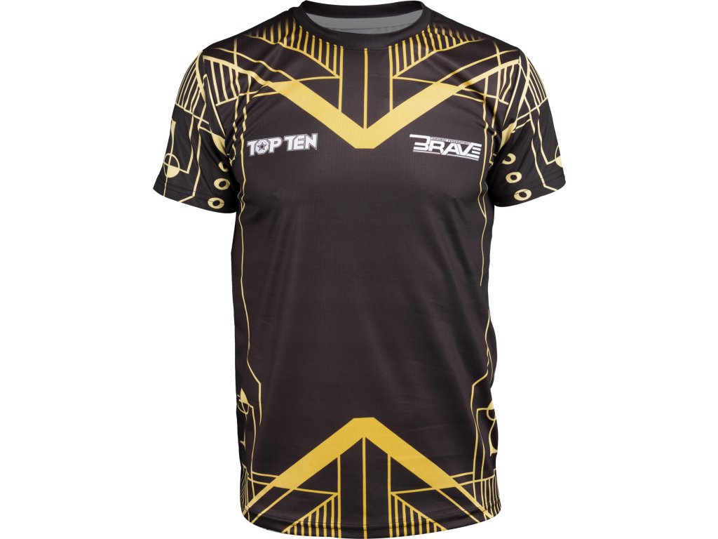 T-Shirt „BRAVE“ - black-gold, size XS (Size XS, Color Black - Gold, Gloves cut Without Label)