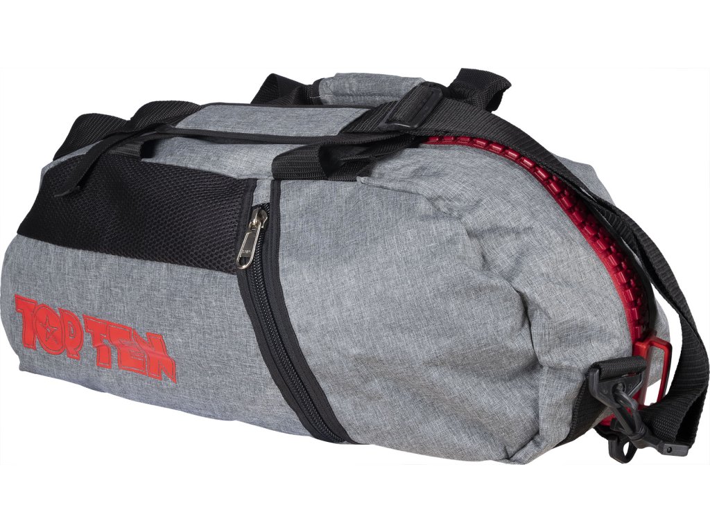 Backpack-Sportsbag-Dufflebag combination “Grey” - 55 cm x 29 cm x 27 cm, grey-red (Color Gray - Red, Dimensions 55 cm x 29 cm x 27 cm, Gloves cut Without Label)