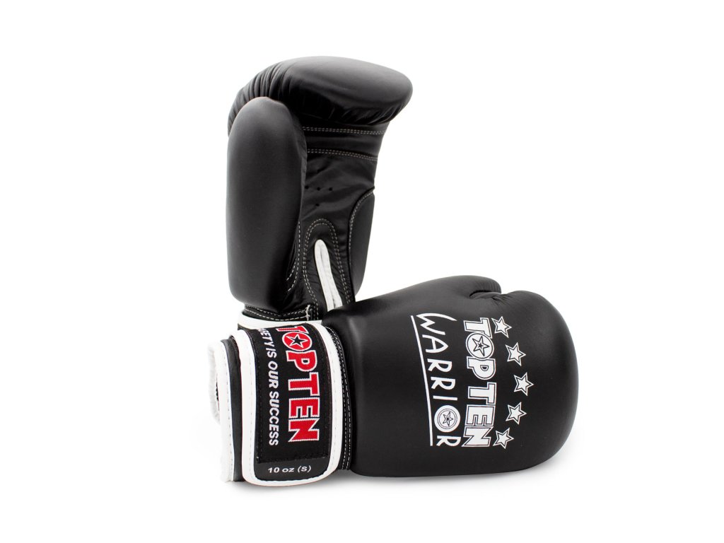 Boxing Gloves for juniors “Warrior” - 10 oz, black (Color Black, Gloves weight 10 oz, Gloves cut Without Label)