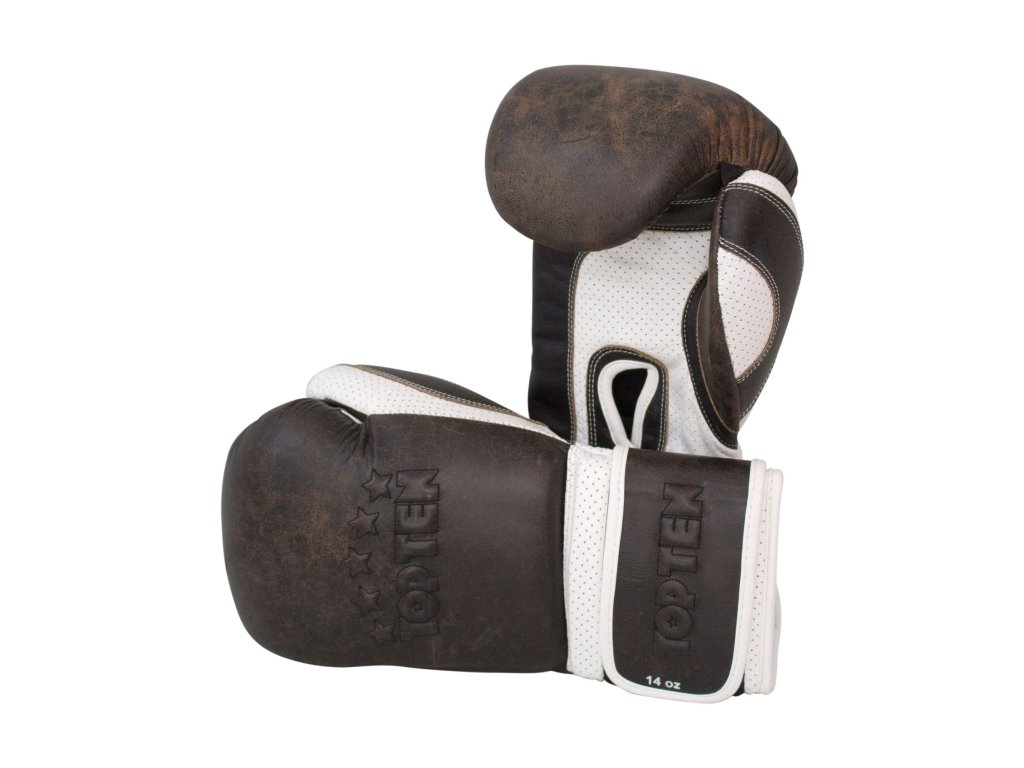 Boxing Gloves “Vintage” - 12 oz, brown-white (Color Brown - White, Gloves weight 12 oz)